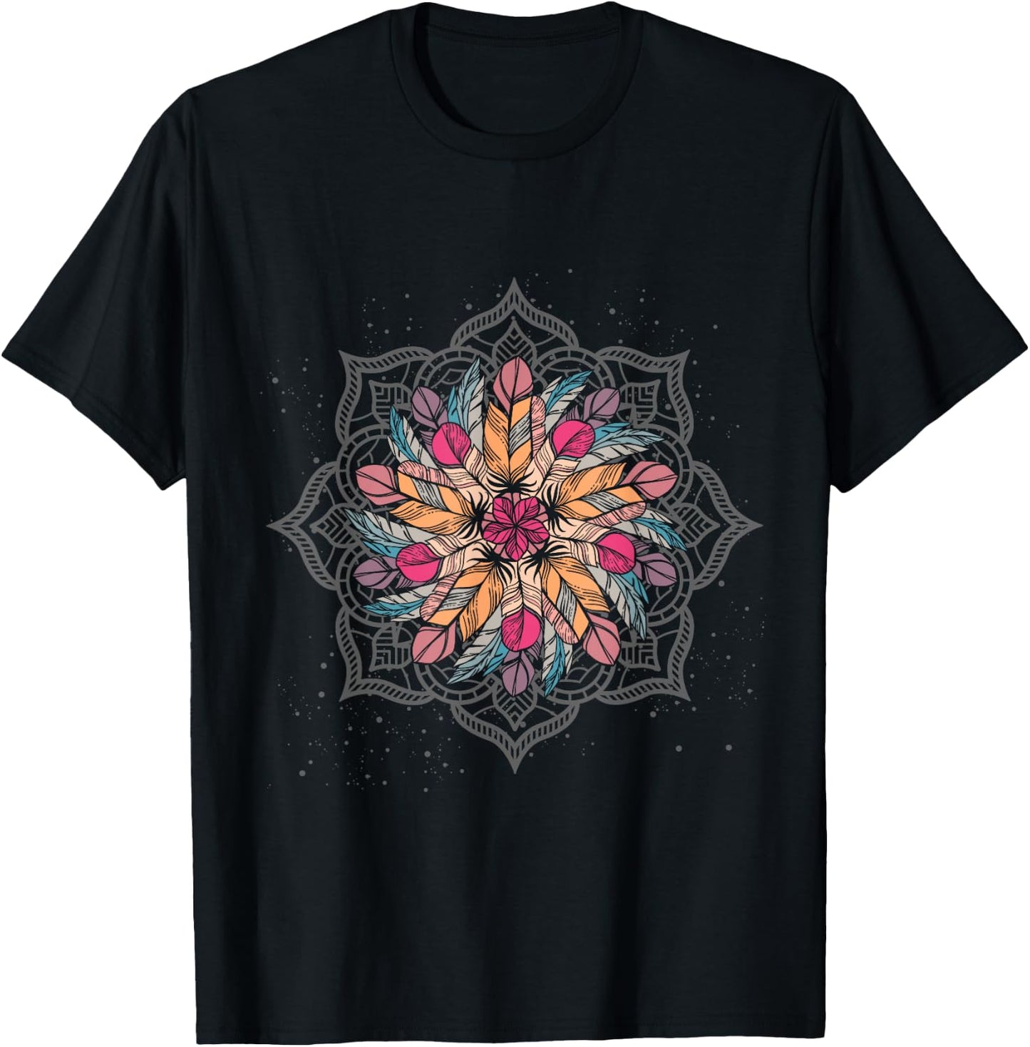 Colorful Women Girls Kids Gifts Mandala T-Shirt - T-Shirt | Black