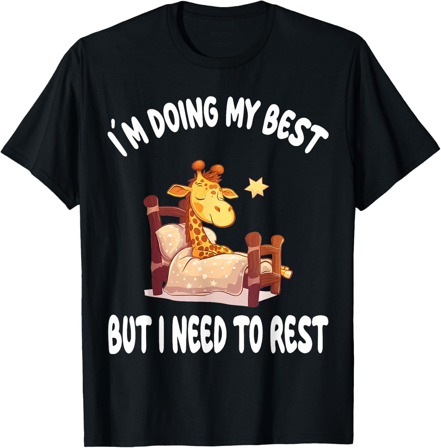 Giraffe Animal Pajamas Nightgown Sleeping Napping T-Shirt - T-Shirt | Black