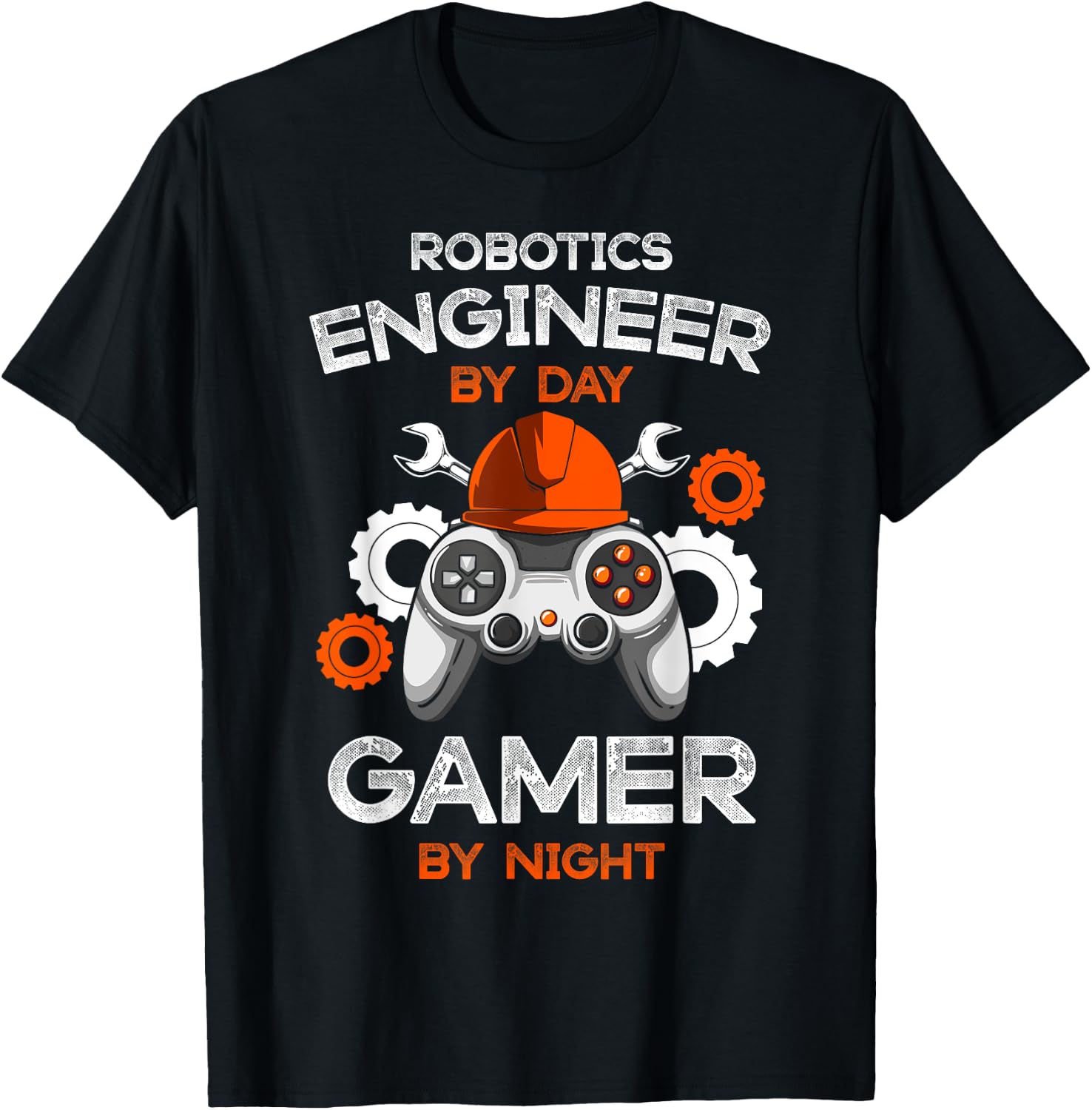 Robotics Engineer By Day Gamer By Night Gift Engineers T-Shirt - T-Shirt | Black