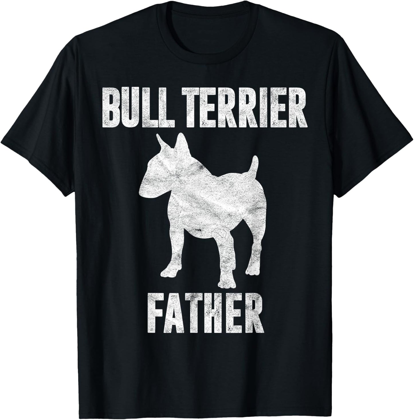 Vintage Bull Terrier Dad Gift Bully Father Dog Papa Lover T-Shirt - T-Shirt | Black