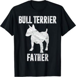 Vintage Bull Terrier Dad Gift Bully Father Dog Papa Lover T-Shirt - T-Shirt | Black
