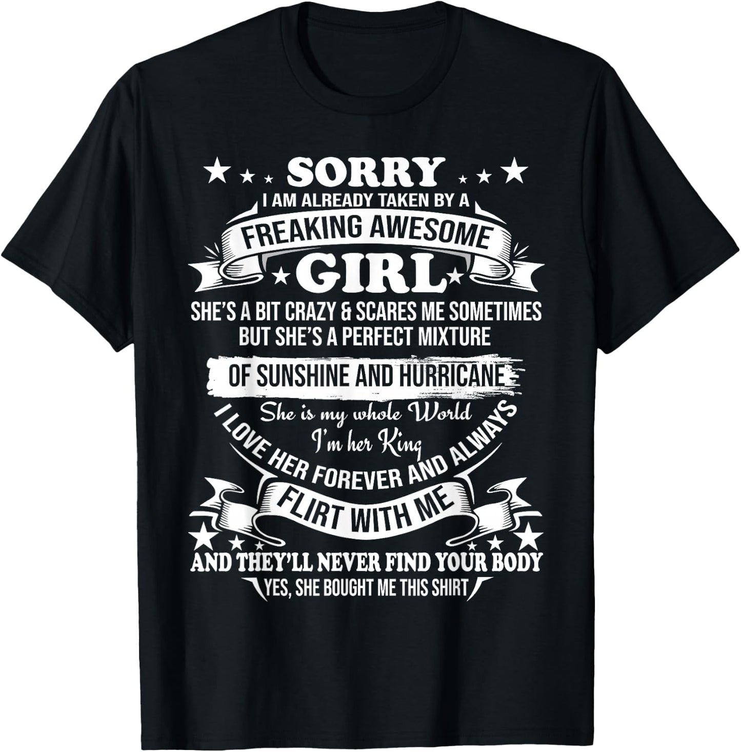 Sorry I am Already Taken by Awesome Girl Shirt Valentine Day T-Shirt - T-Shirt | Black