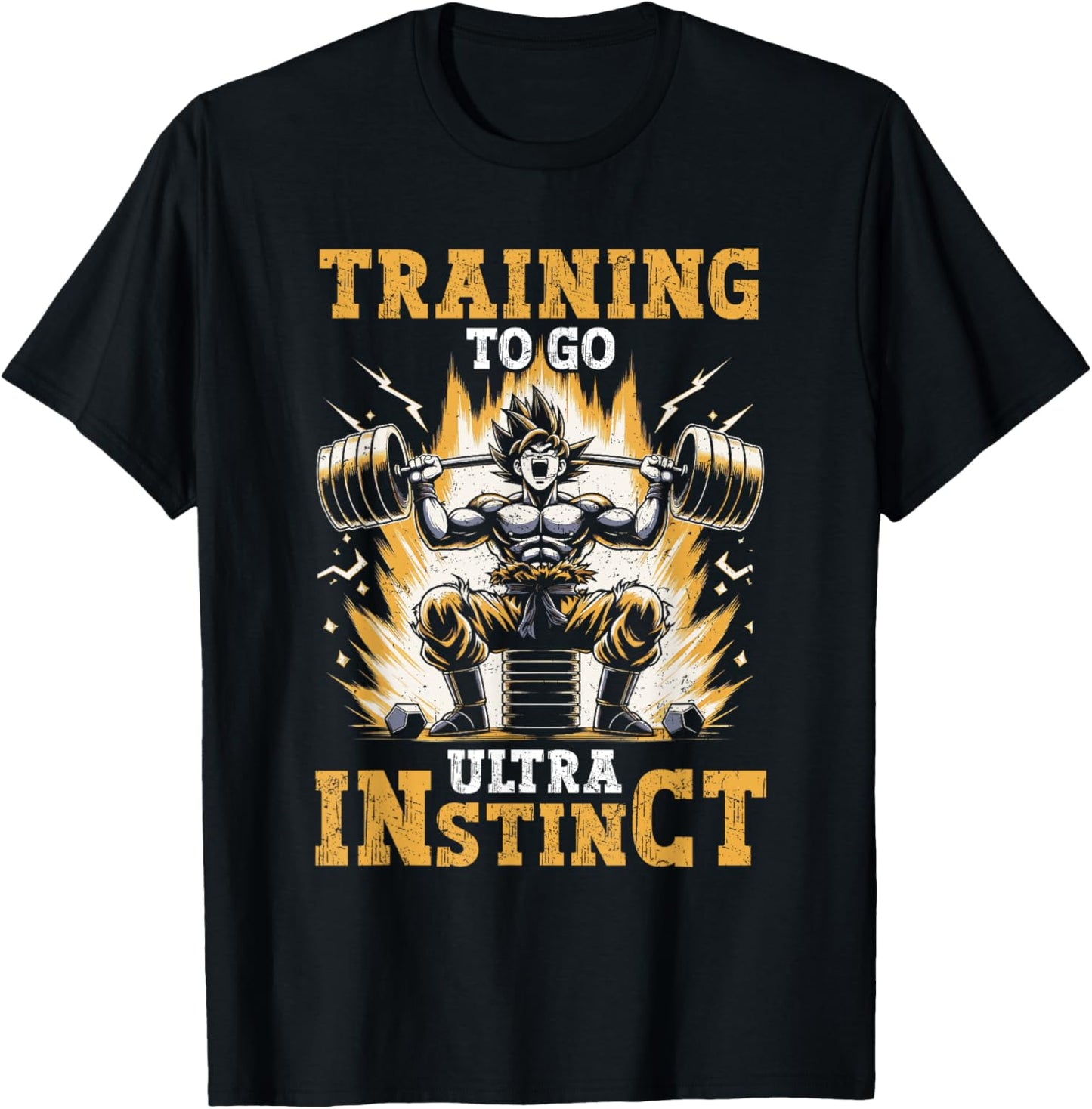 Training To Go Ultra Instinct Gym Weightlifting Distressed T-Shirt - T-Shirt | Black