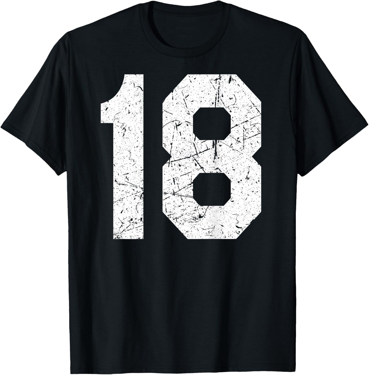 #18 Jersey Uniform Varsity Sports Number, 18th Birthday T-Shirt - T-Shirt | Black