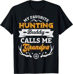 My favorite hunting buddy calls me grandpa funny Gift T-Shirt - T-Shirt | Black