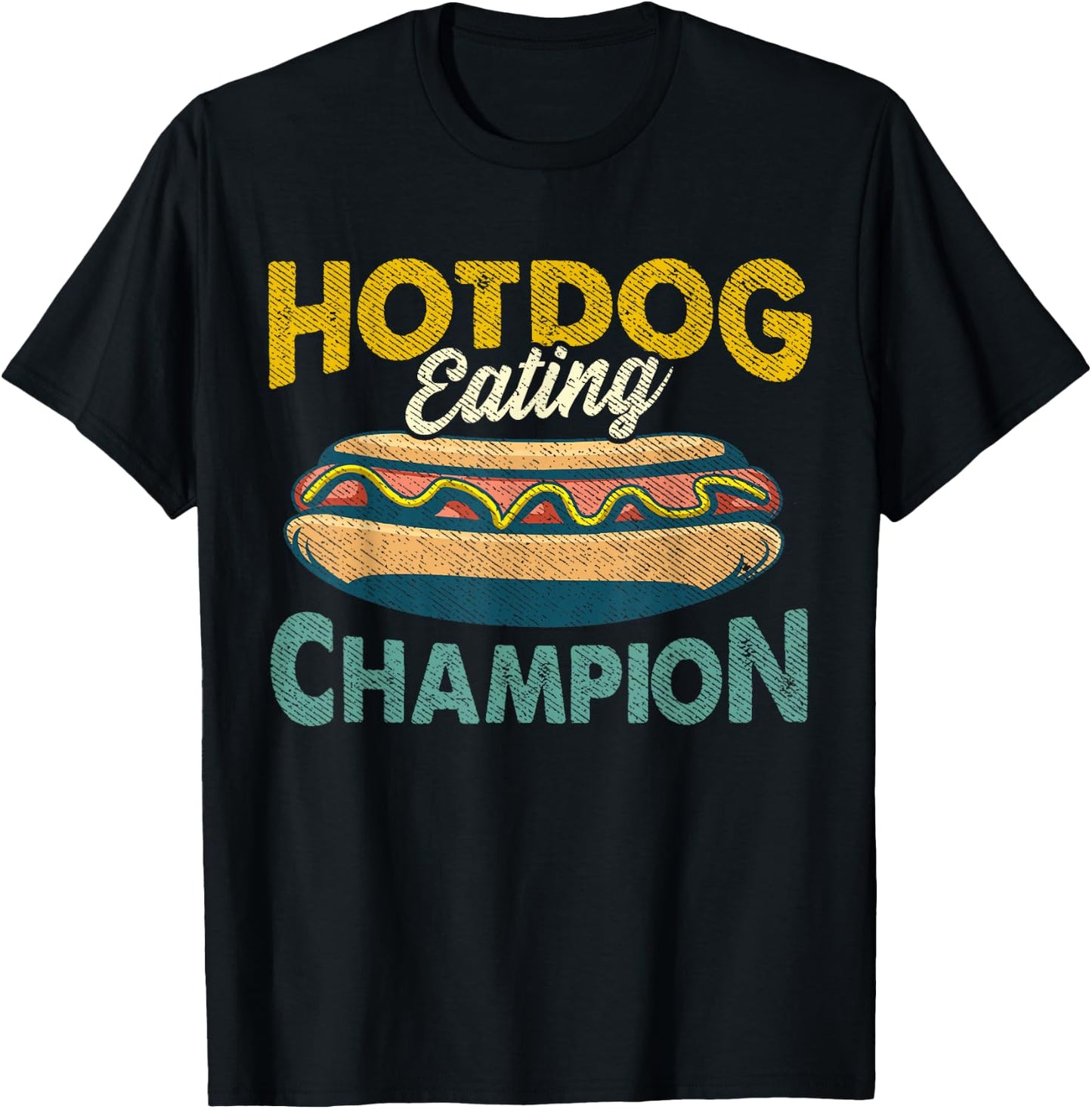 Hotdog Eating Champion Funny Estate Fair Retro Food Contest Men Women T-Shirt - T-Shirt | Black
