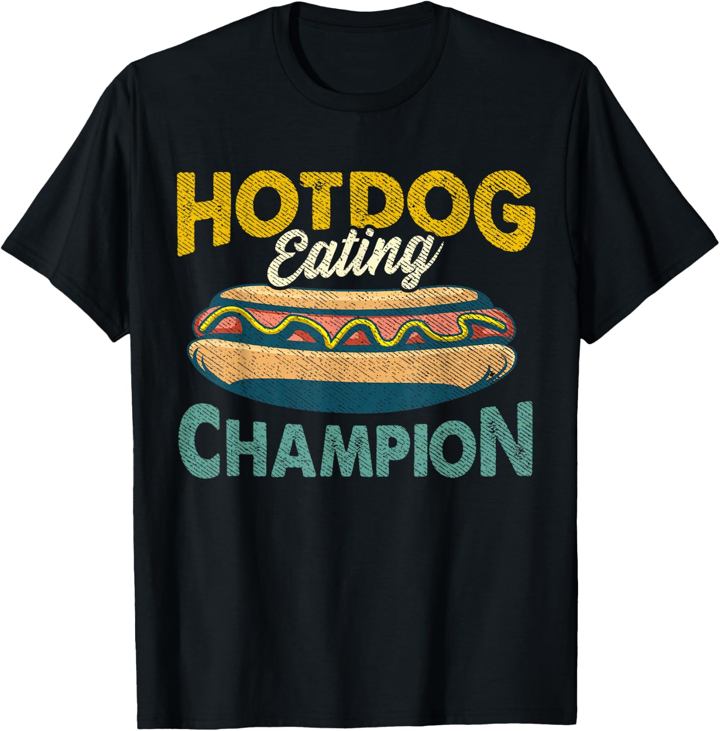 Hotdog Eating Champion Funny Estate Fair Retro Food Contest Men Women T-Shirt - T-Shirt | Black