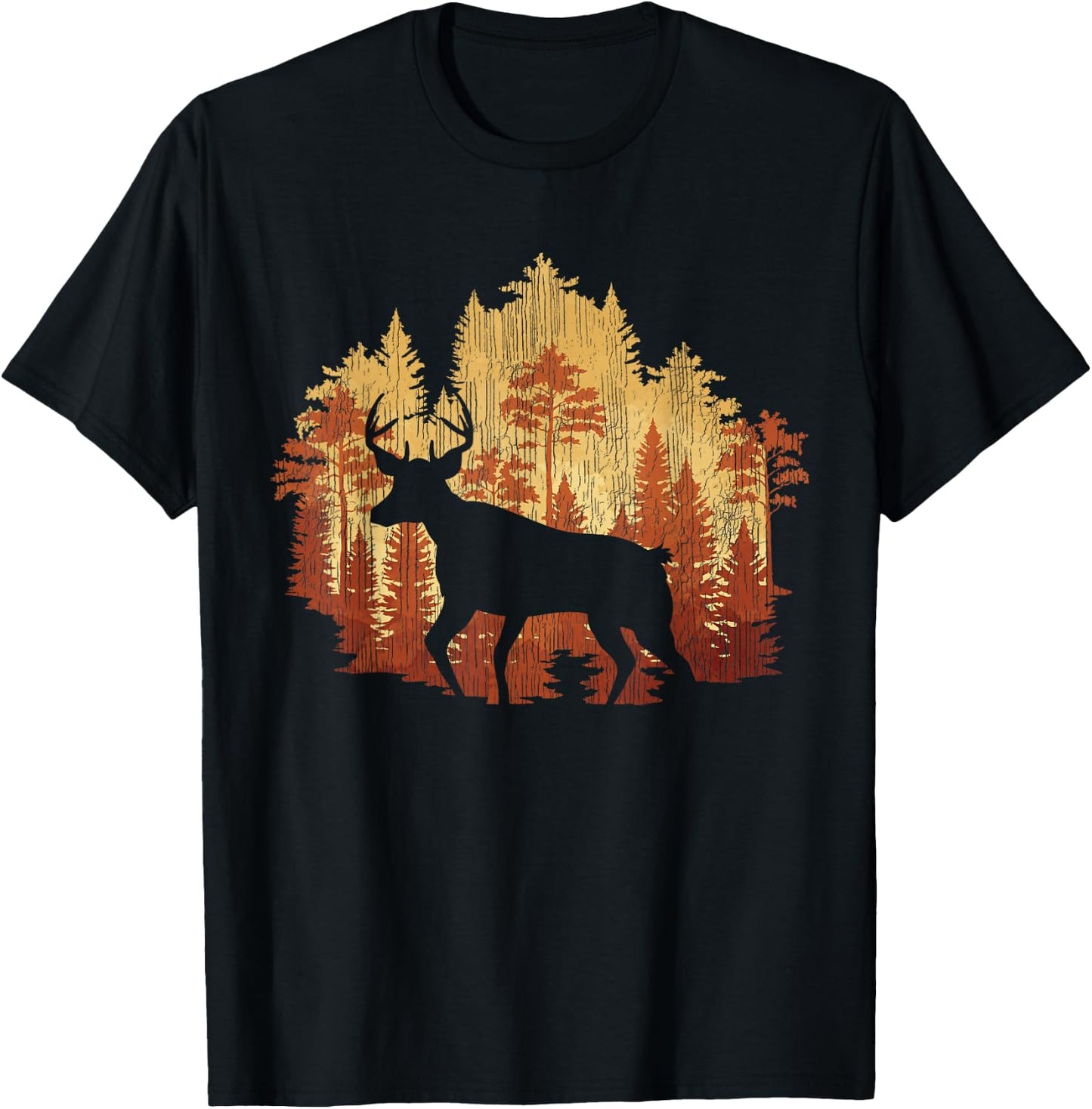 Nature Trees Wildlife Forest Animal Lover Outdoor Deer T-Shirt - T-Shirt | Black
