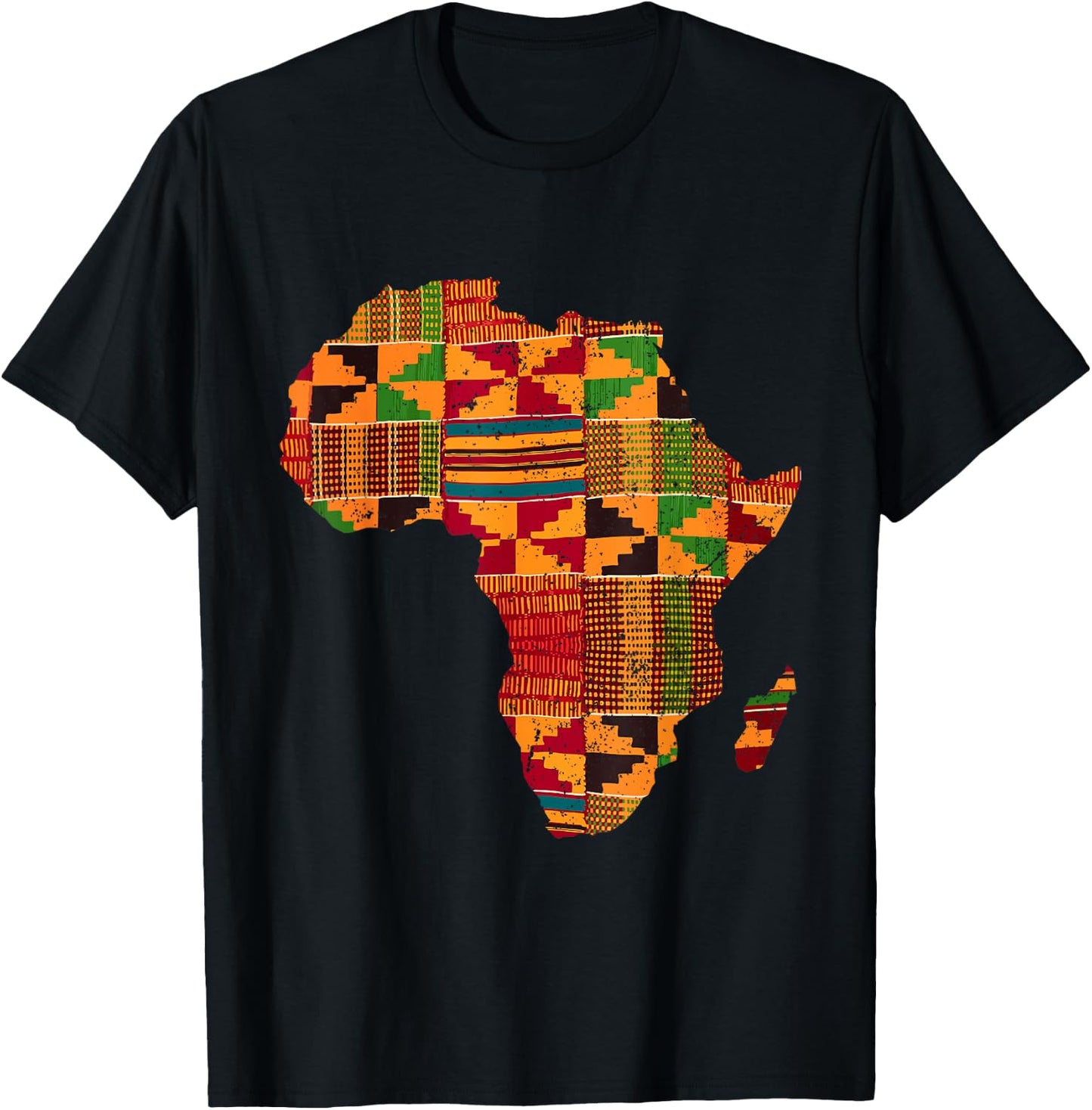 Cool Africa Map Kente Cloth Gift Women African Lover T-Shirt - T-Shirt | Black