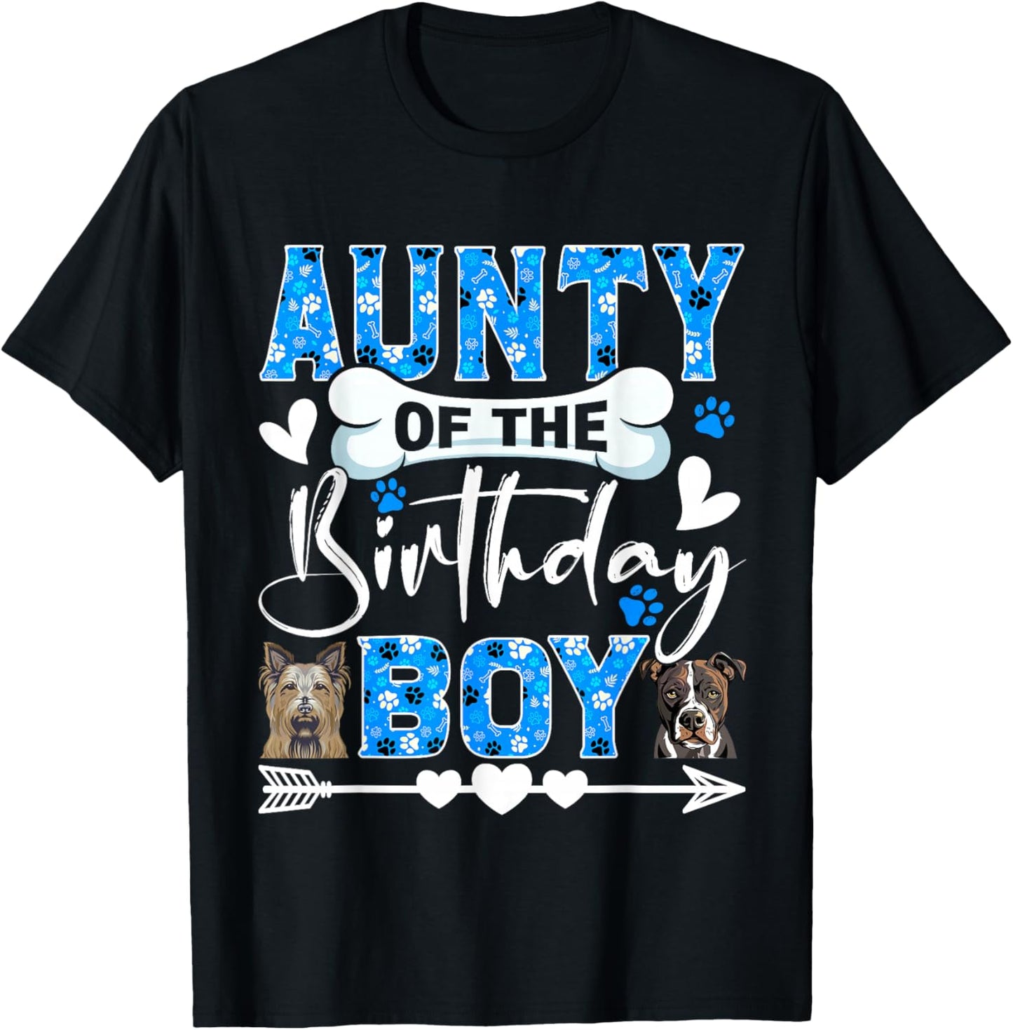 Aunty Of The Birthday Boy Dog Paw Bday Party Matching T-Shirt - T-Shirt | Black