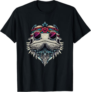 Bearded Dragons Reptile Lizard Pet Hippie Style T-Shirt - T-Shirt | Black