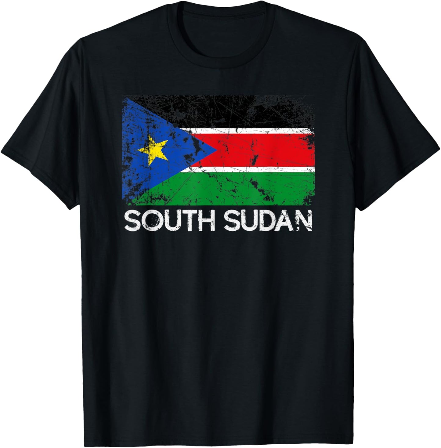 South Sudanese Flag | Vintage Made In South Sudan Gift T-Shirt - T-Shirt | Black