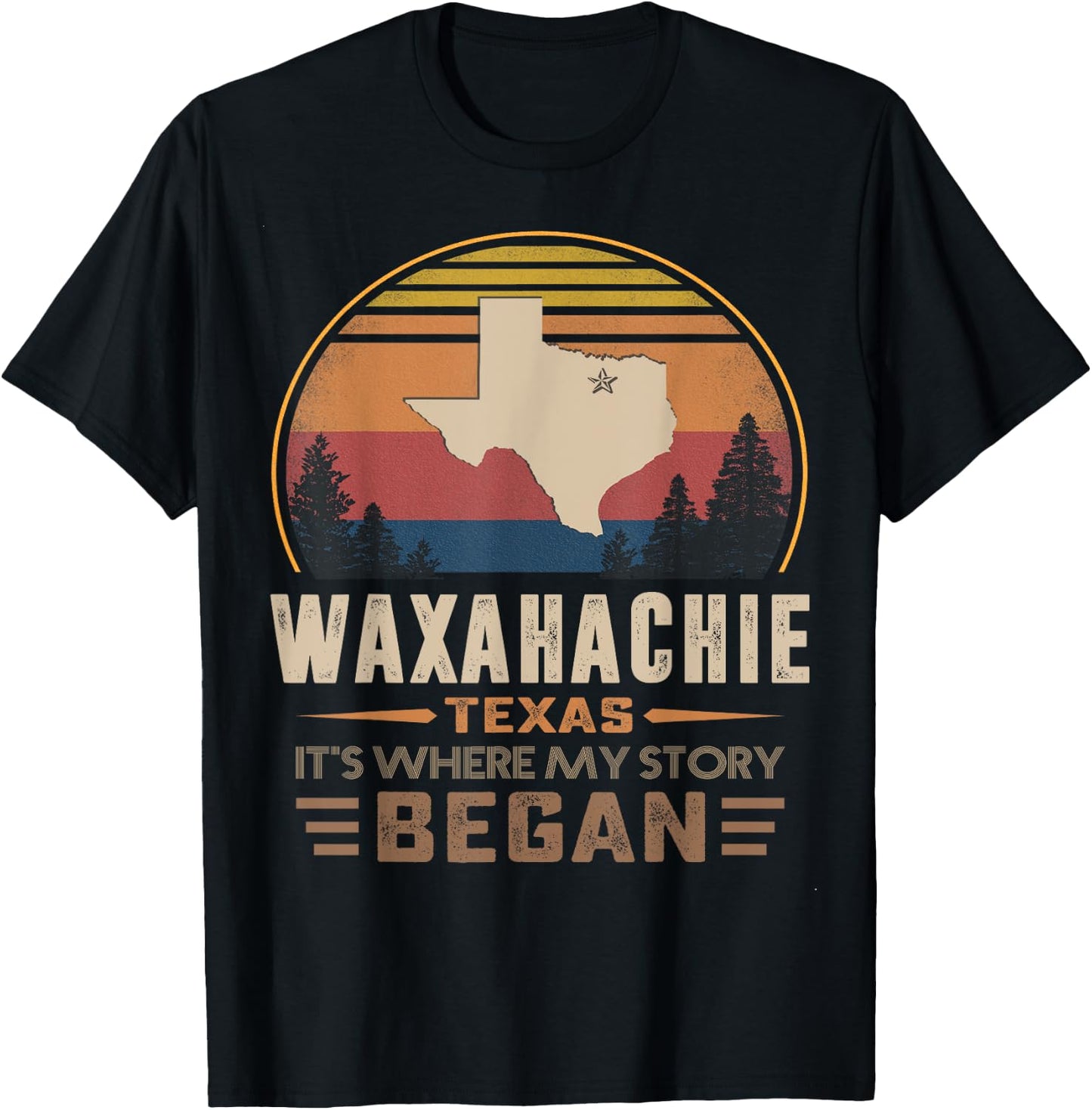 Vintage Waxahachie Texas Homtown My Story Began T-Shirt - T-Shirt | Black