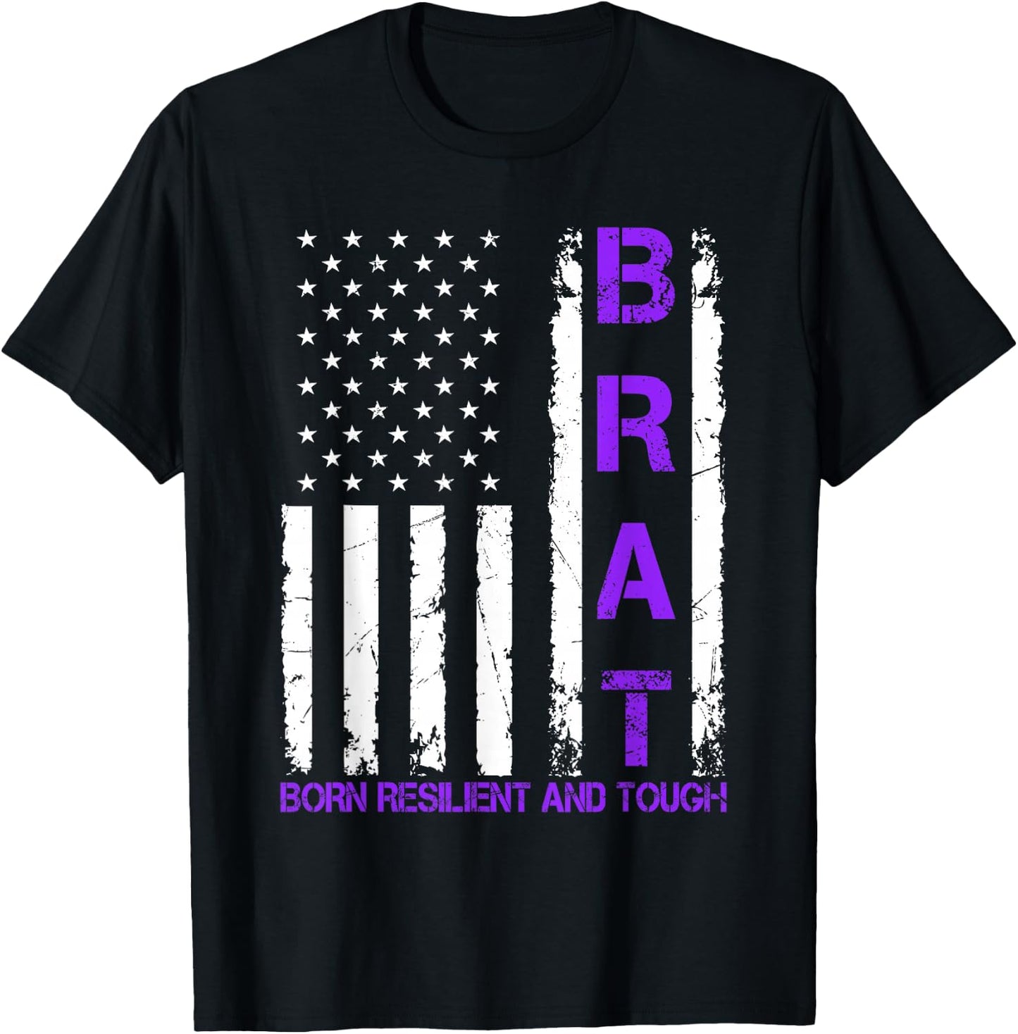 Military Child US Flag Born Resilient And Tough BRAT T-Shirt - T-Shirt | Black