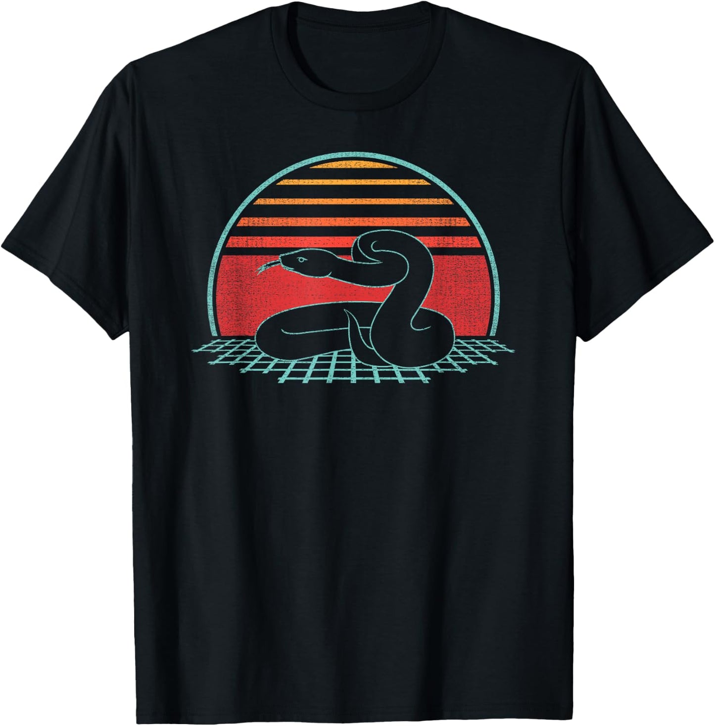 Snake Lover Serpent Reptile Retro Vintage 80s Style T-Shirt - T-Shirt | Black