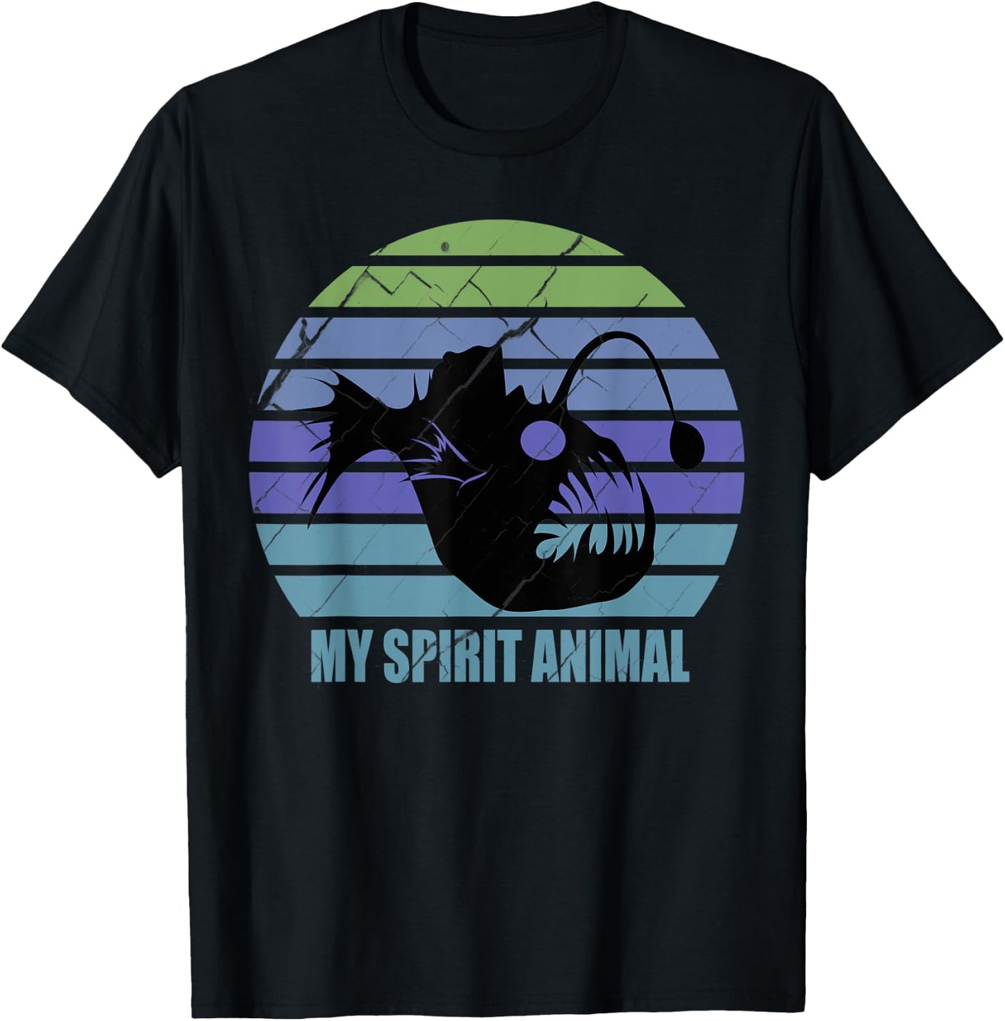 Funny Angler Fish My Spirit Animal Sarcastic Retro Vintage T-Shirt - T-Shirt | Black