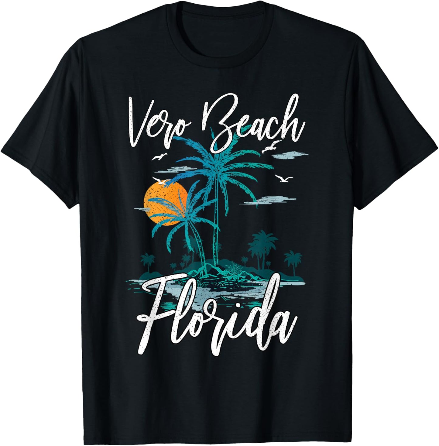 Family Vacation Retro Sunset Florida Vero Beach Women Kids T-Shirt - T-Shirt | Black
