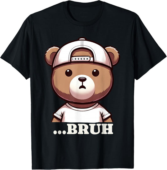 Bruh Meme Hip Hop Teddy Bear Funny Boys Teens Teenager T-Shirt - T-Shirt | Black