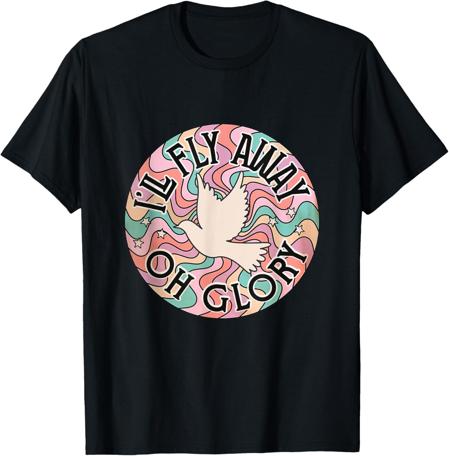 I’ll Fly Away Oh Glory Funny Christian boho floral bird T-Shirt - T-Shirt | Black