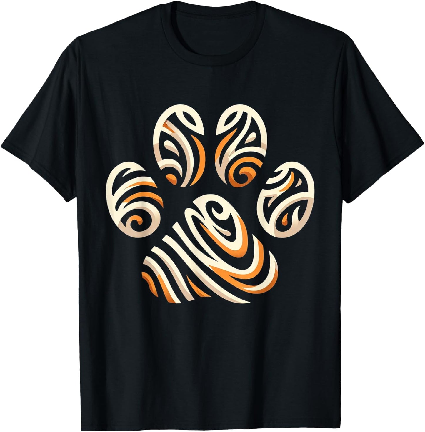 Cool Animal Tiger Print Paw T-Shirt - T-Shirt | Black