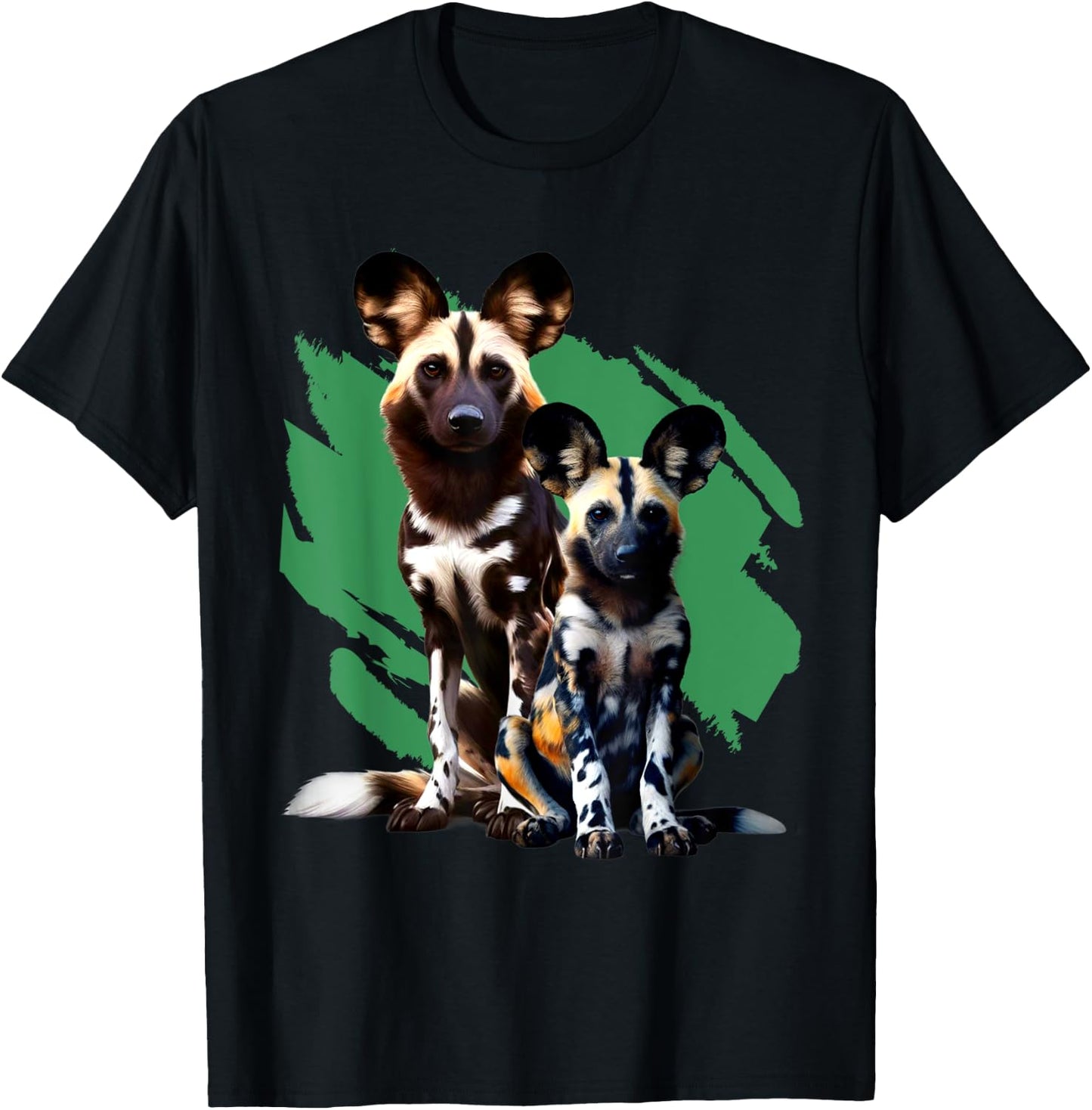African Painted Wild Dogs Puppy Wild Dog Lovers Design T-Shirt - T-Shirt | Black