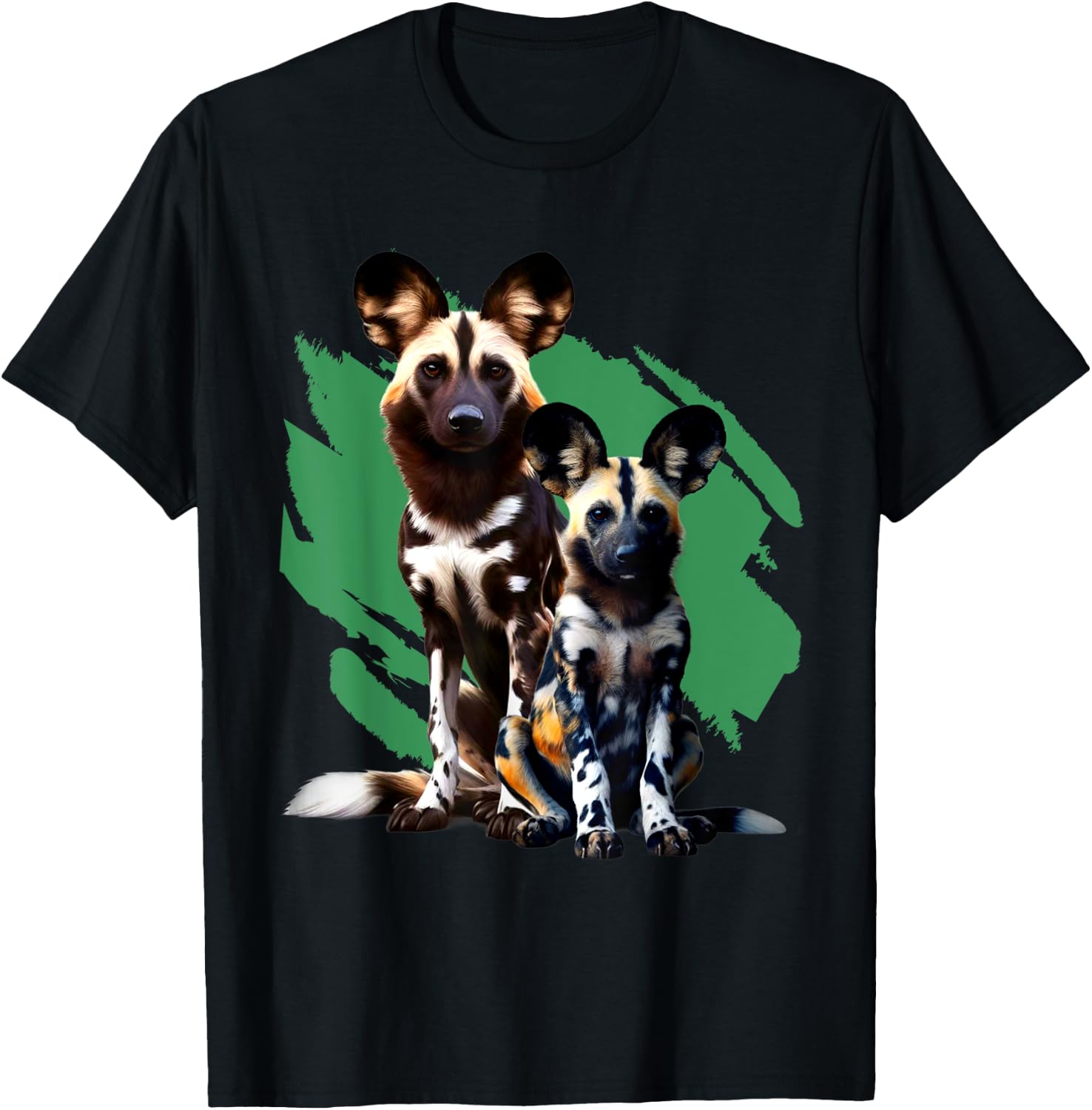 African Painted Wild Dogs Puppy Wild Dog Lovers Design T-Shirt - T-Shirt | Black