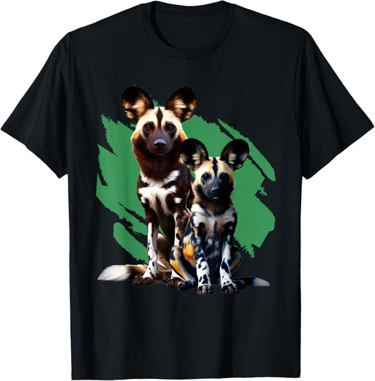 African Painted Wild Dogs Puppy Wild Dog Lovers Design T-Shirt - T-Shirt | Black