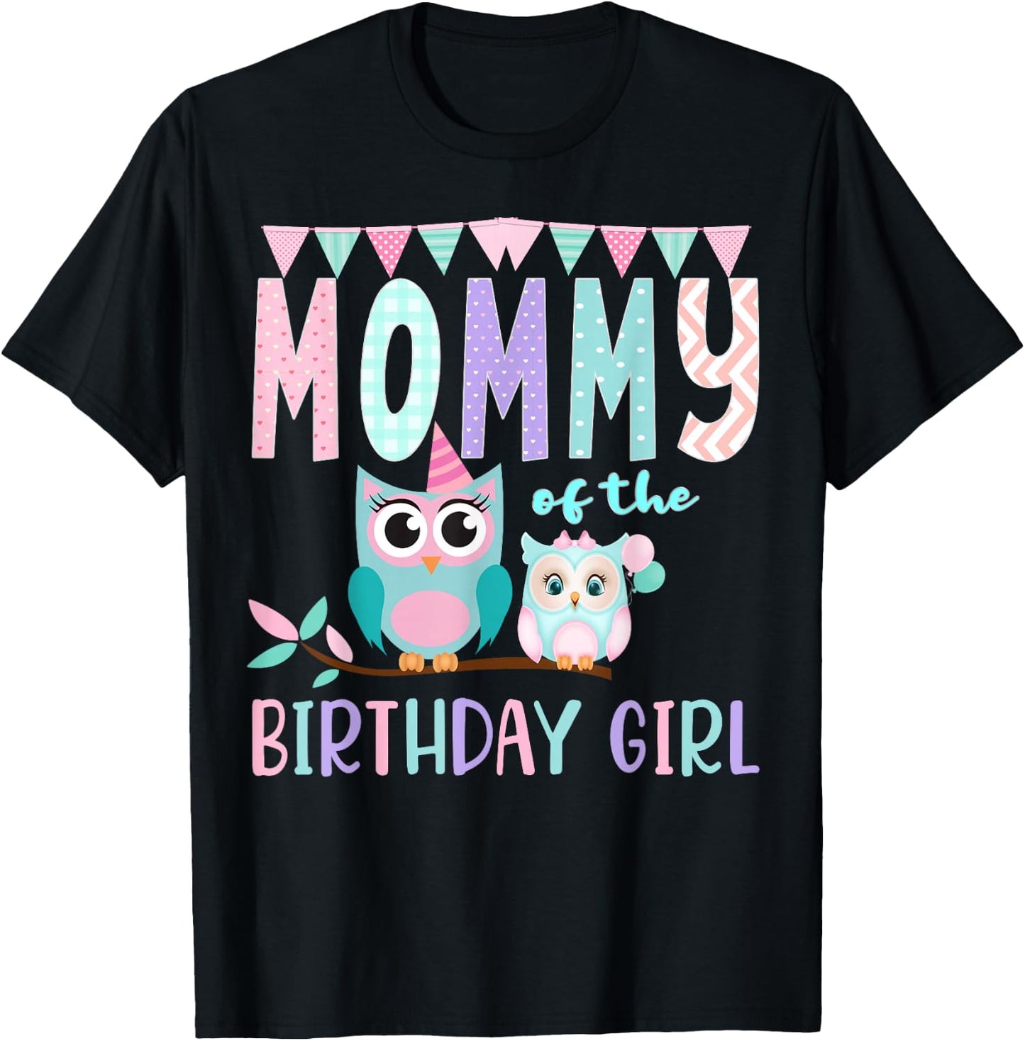 Owl Birthday Party Matching Group T-Shirt - T-Shirt | Black