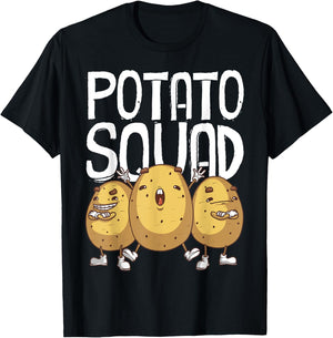 Funny Potato Squad Gift Women Cool Vegetarian Team T-Shirt - T-Shirt | Black