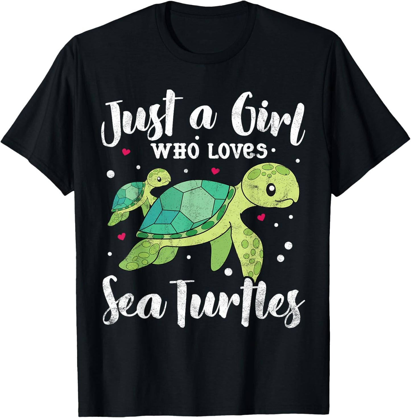 Just A Girl Who Loves Sea Turtle Women Gift Kids Mom Lover T-Shirt - T-Shirt | Black