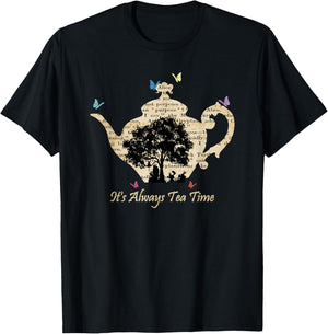 Alice in Wonderland Vintage Tea Time T-Shirt - T-Shirt | Black