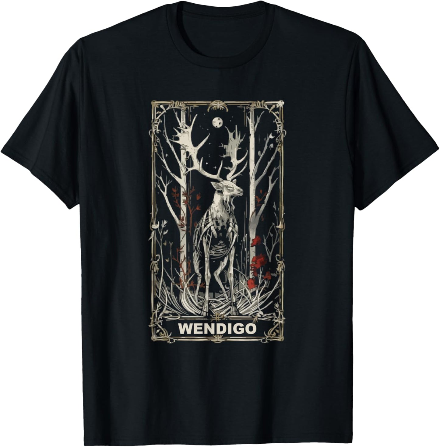 Wendigo Monster Legendary Creature Cryptozoology Cryptid T-Shirt - T-Shirt | Black