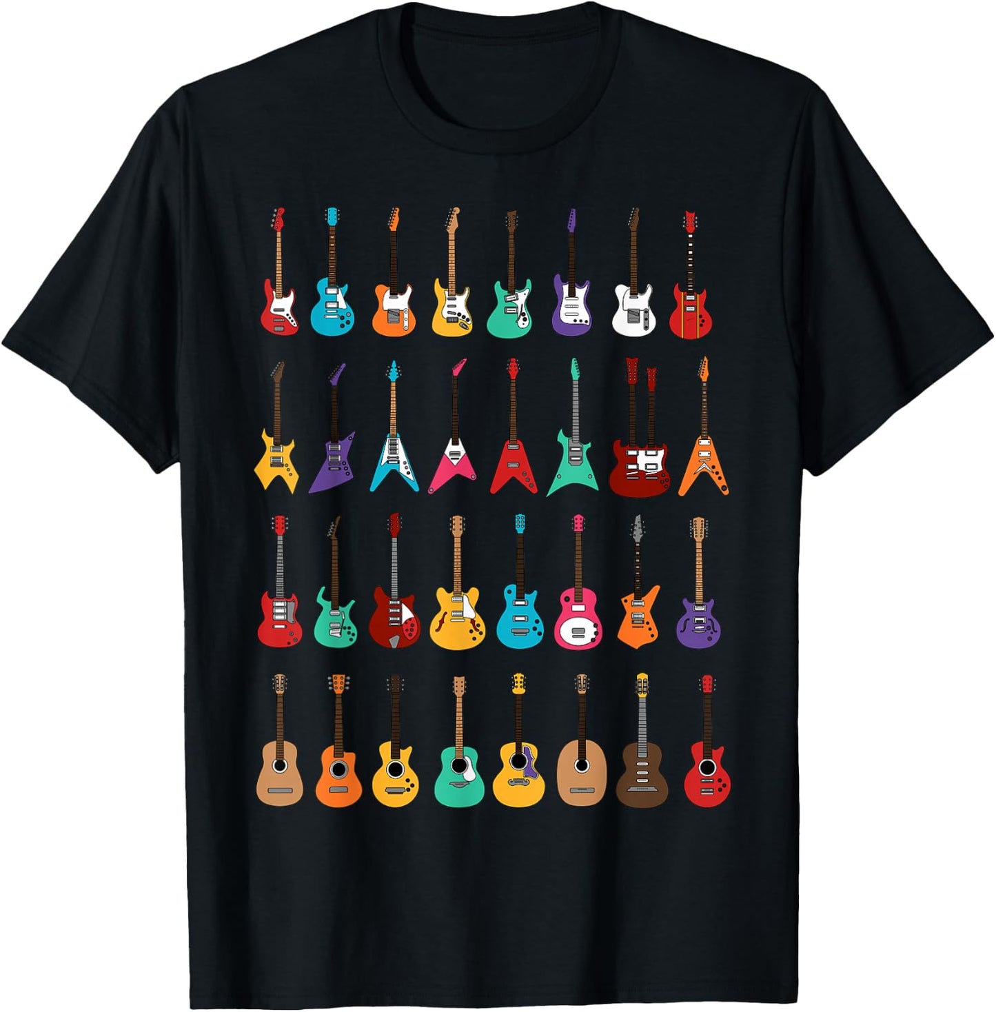Funny Rock & Roll Guitars Cute Musical Instrument Gift Kids T-Shirt - T-Shirt | Black