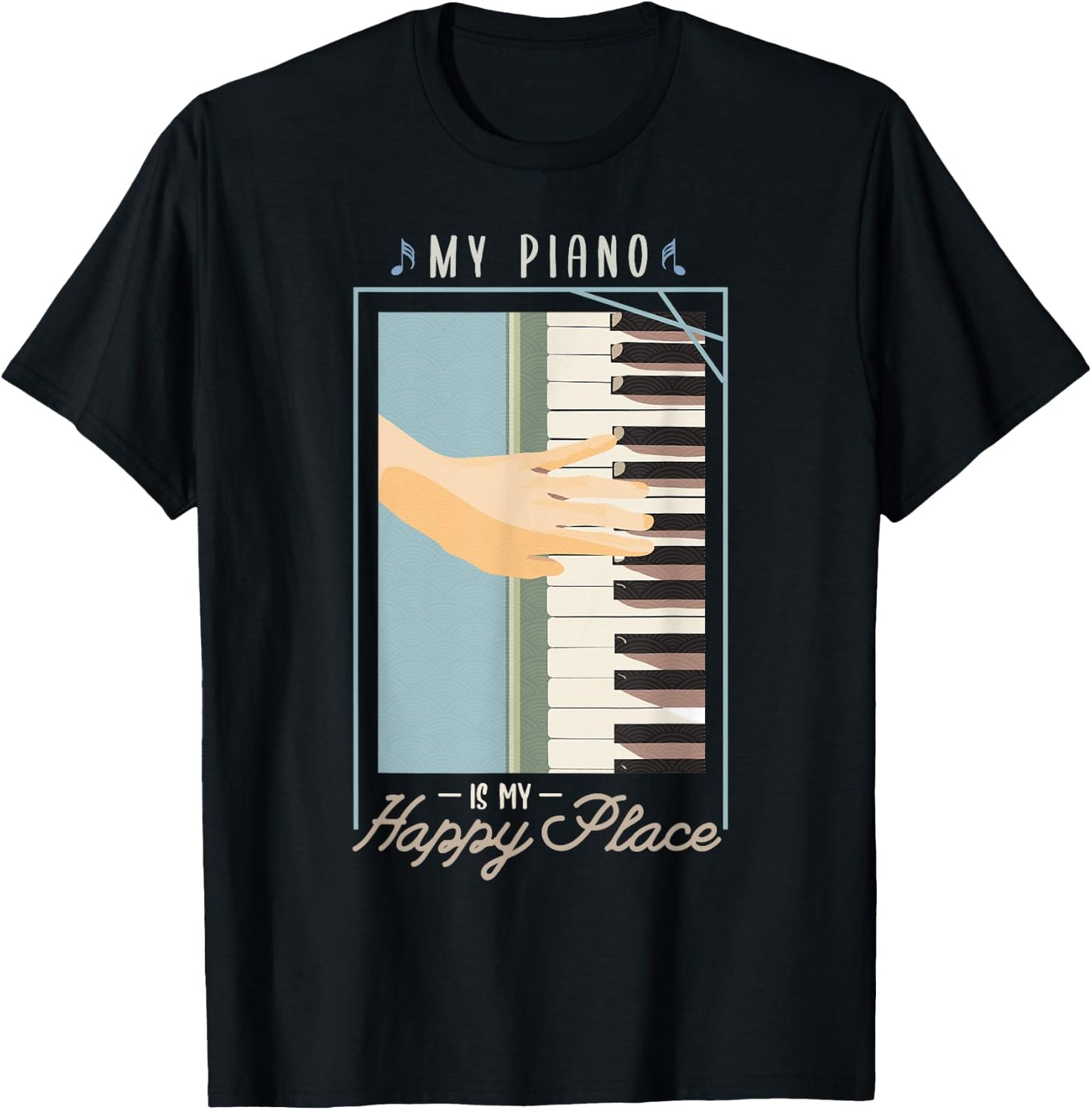 My piano is my happy place Gifts for a Piano player Jazz T-Shirt - T-Shirt | Black