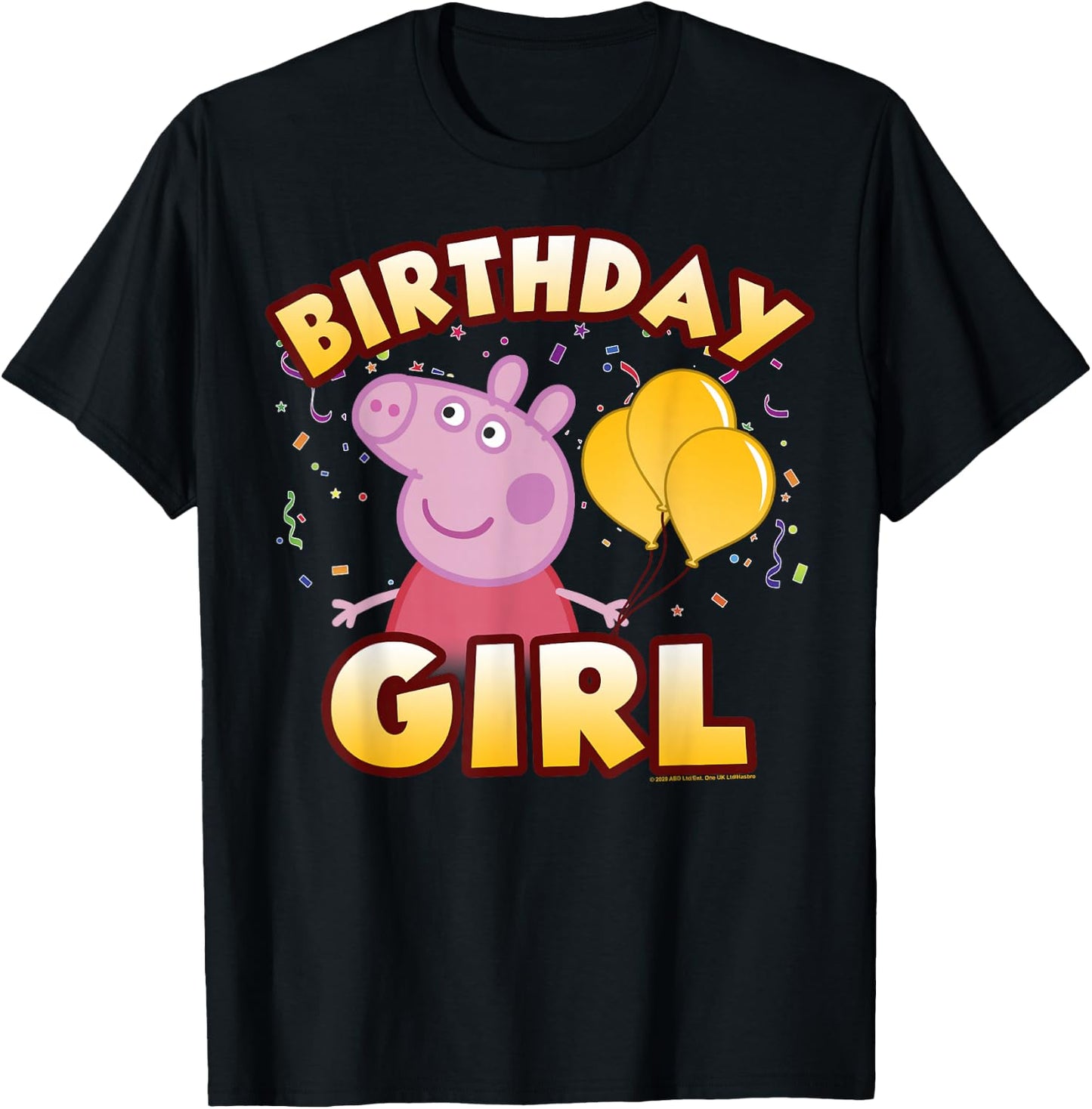 Peppa Pig Birthday Girl Confetti Celebration Small T-Shirt - T-Shirt | Black