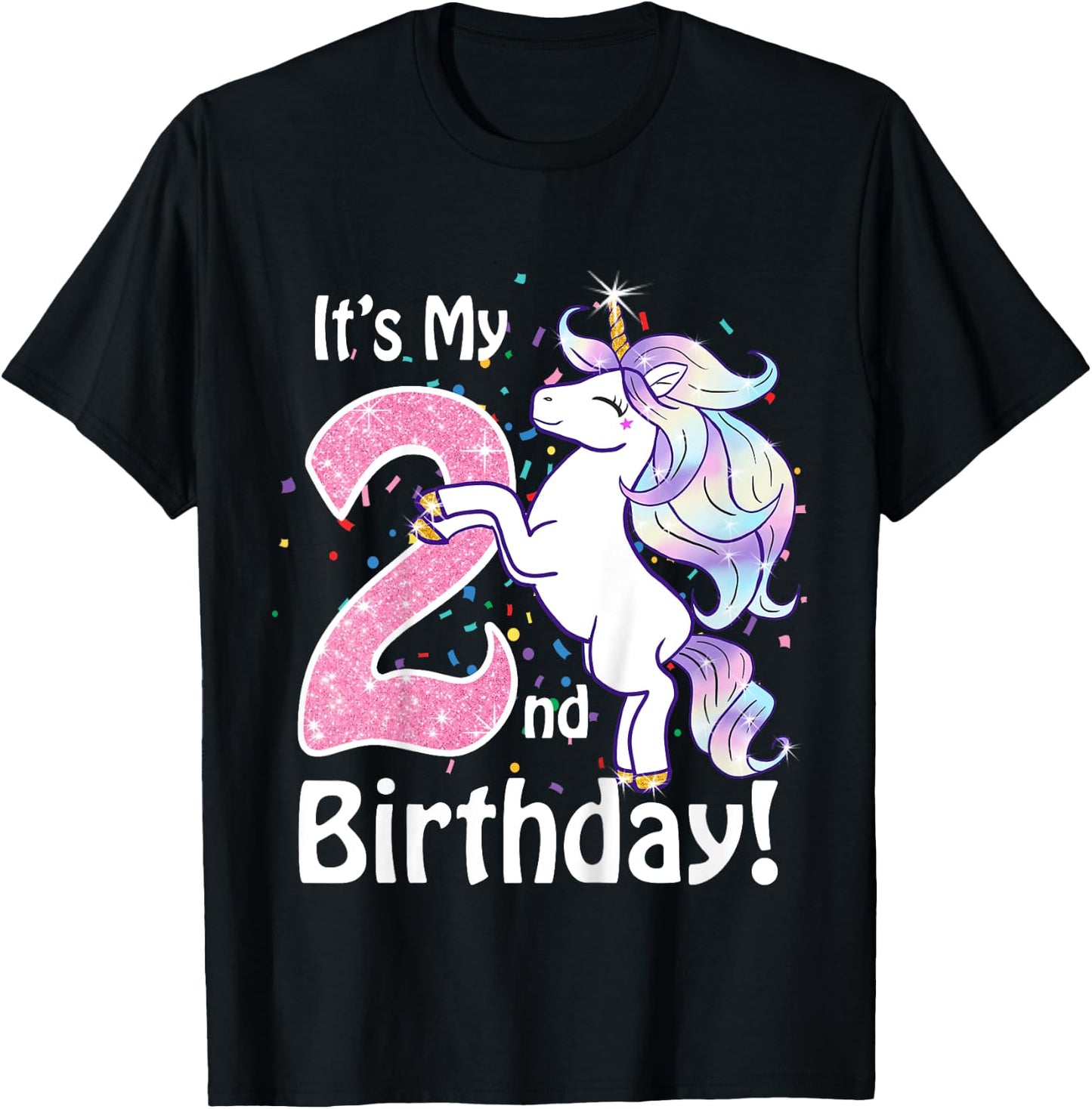 Its My 2nd Birthday Unicorn Outfits for toddler girls gift T-Shirt - T-Shirt | Black
