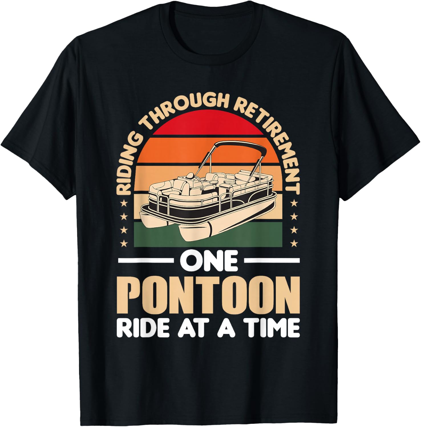 Pontoon Retirement Boat Owner Retired Pontoon Captain T-Shirt - T-Shirt | Black