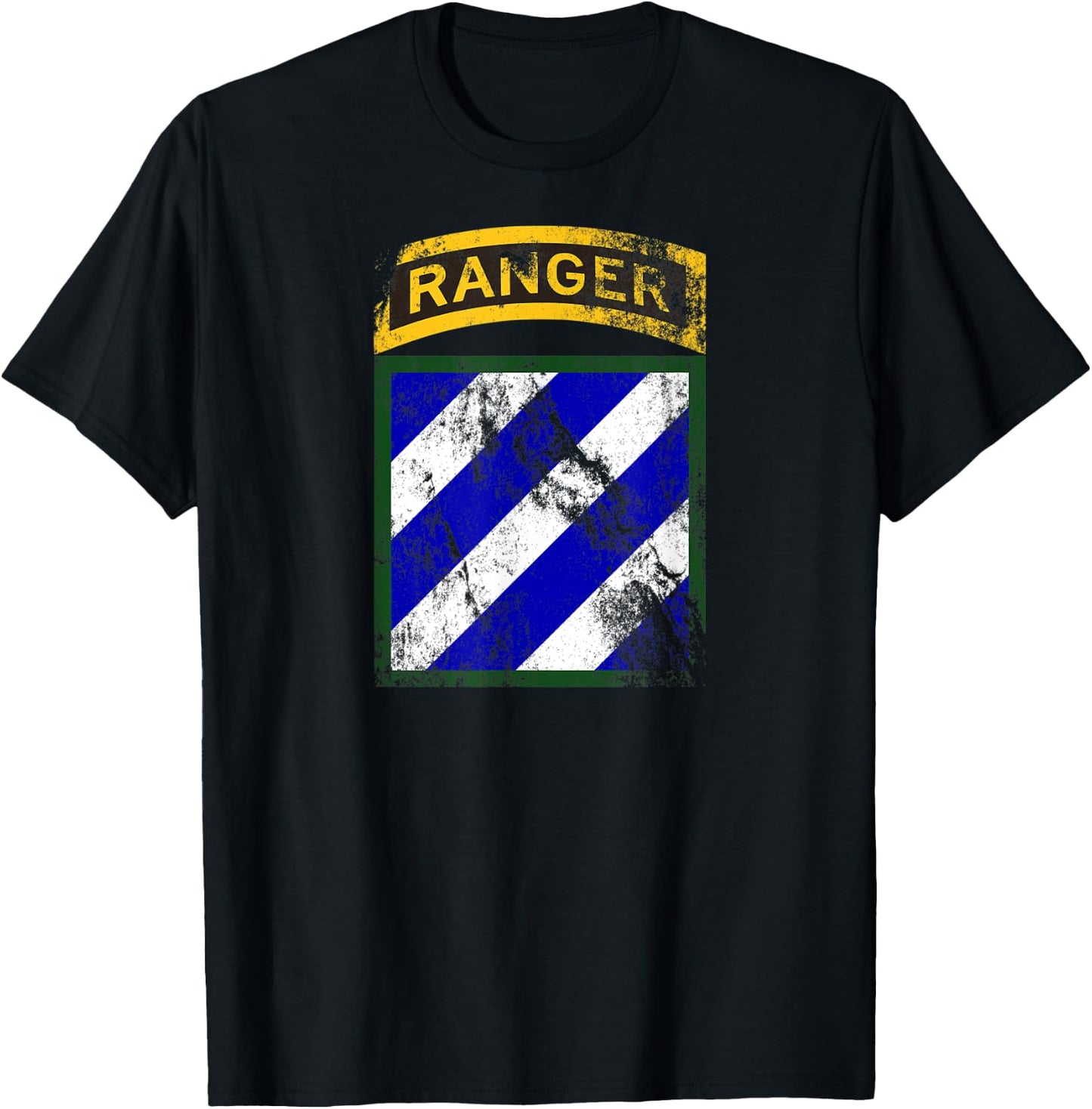 3rd Infantry Division (ID) Patch with Ranger Tab Distressed T-Shirt - T-Shirt | Black