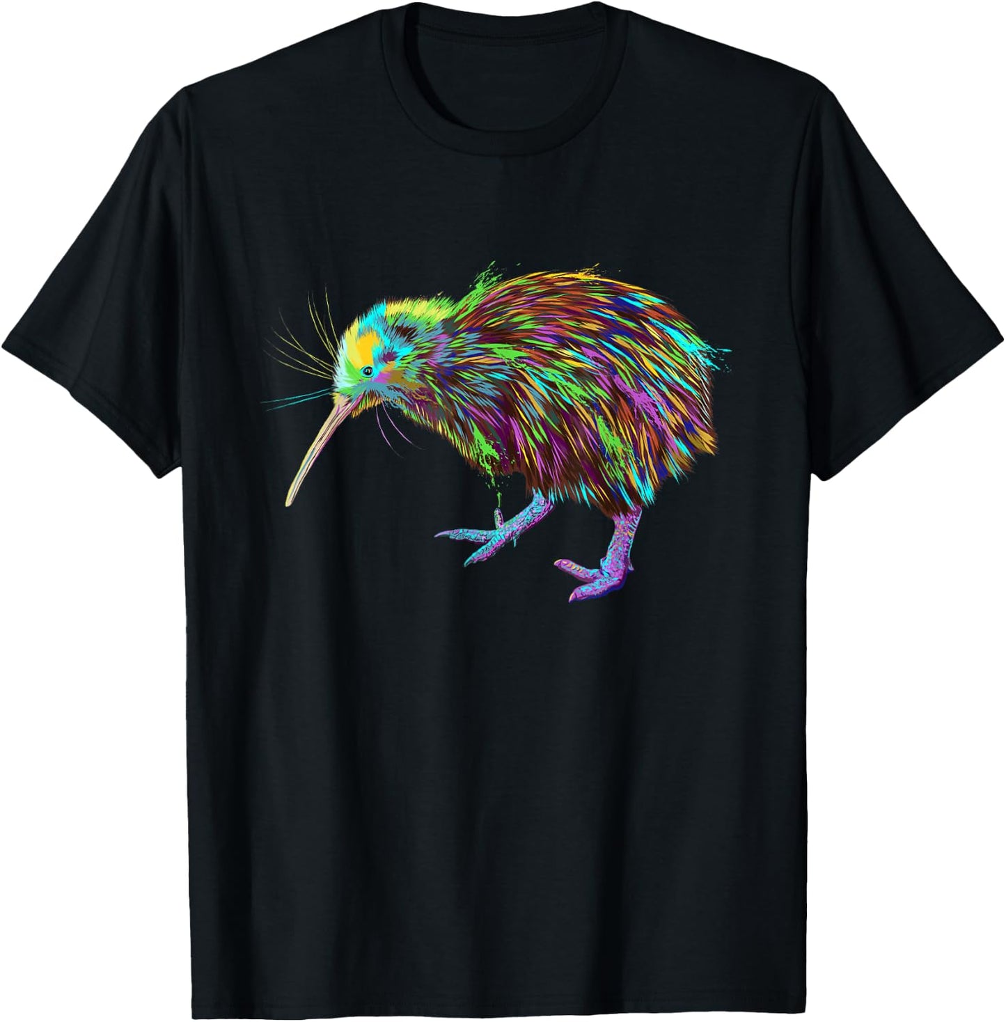 Colourful Kiwi Bird T-Shirt - T-Shirt | Black