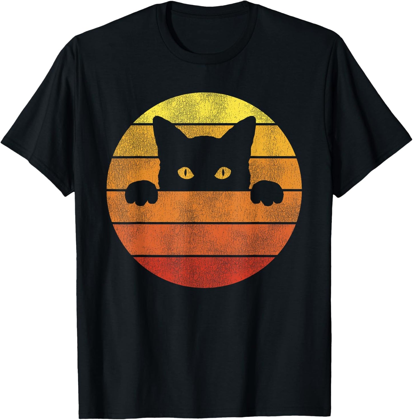 Retro Cat Shirt Vintage Funny Cat Men Women Girls Kids T-Shirt - T-Shirt | Black