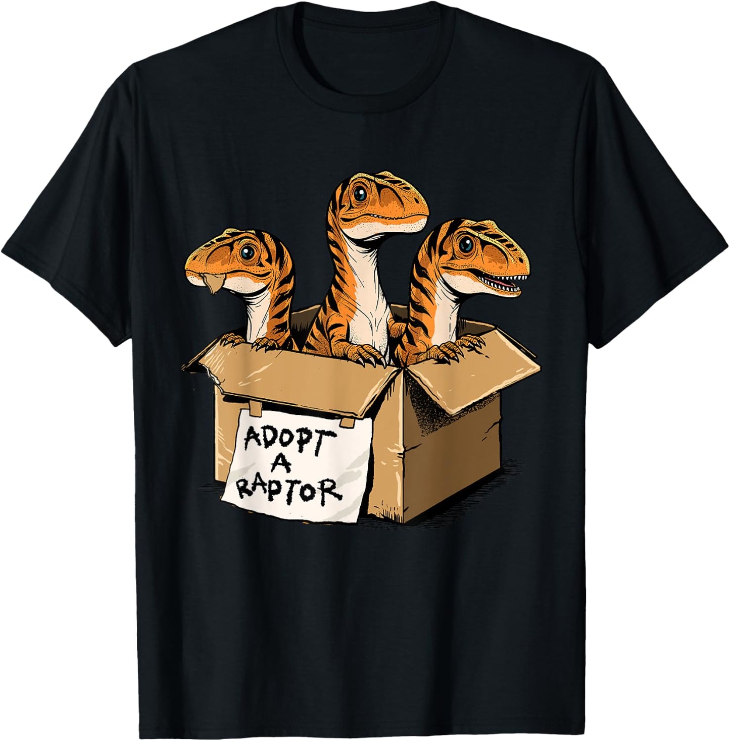 Raptor Shirt Adopt A Raptor Box Funny Dinosaur Adoption T-Shirt - T-Shirt | Black