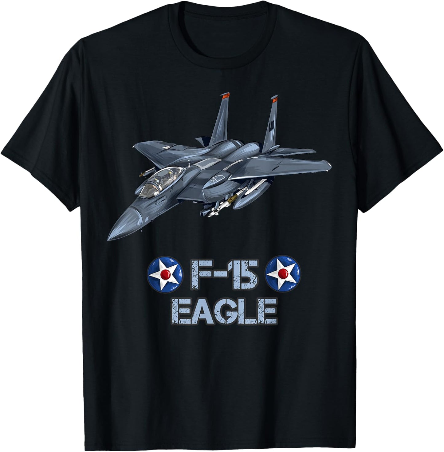 American Air Force Aircraft Fighter F15 Eagle Gift T-Shirt - T-Shirt | Black