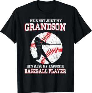 Not Just My Grandson He's Also My Favorite Baseball Player T-Shirt - T-Shirt | Black