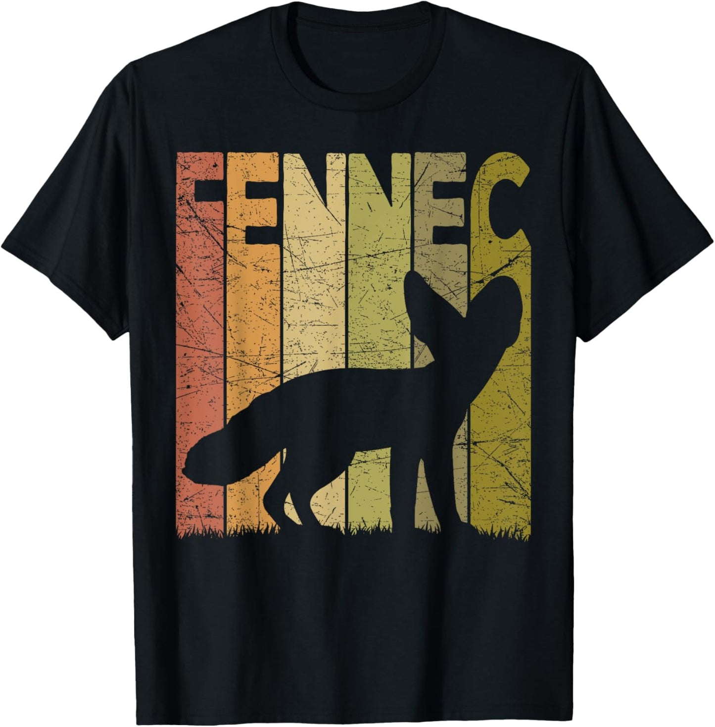Fennec Vintage Fennec Fox Retro Designs -Adults Black Small Retro Graphic Short Sleeve T-Shirt - T-Shirt | Black