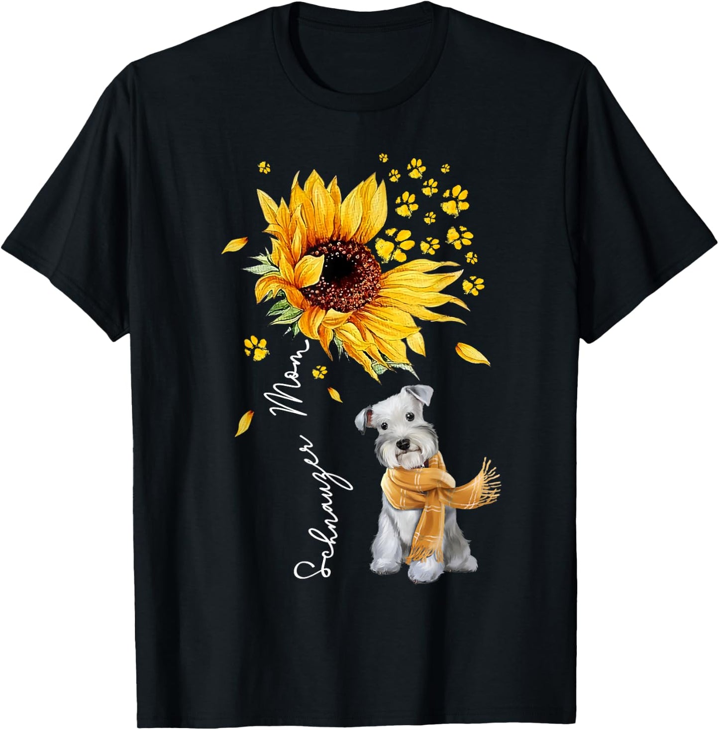 Sunflower Schnauzer Mom Dog Lover Gifts T-Shirt - T-Shirt | Black