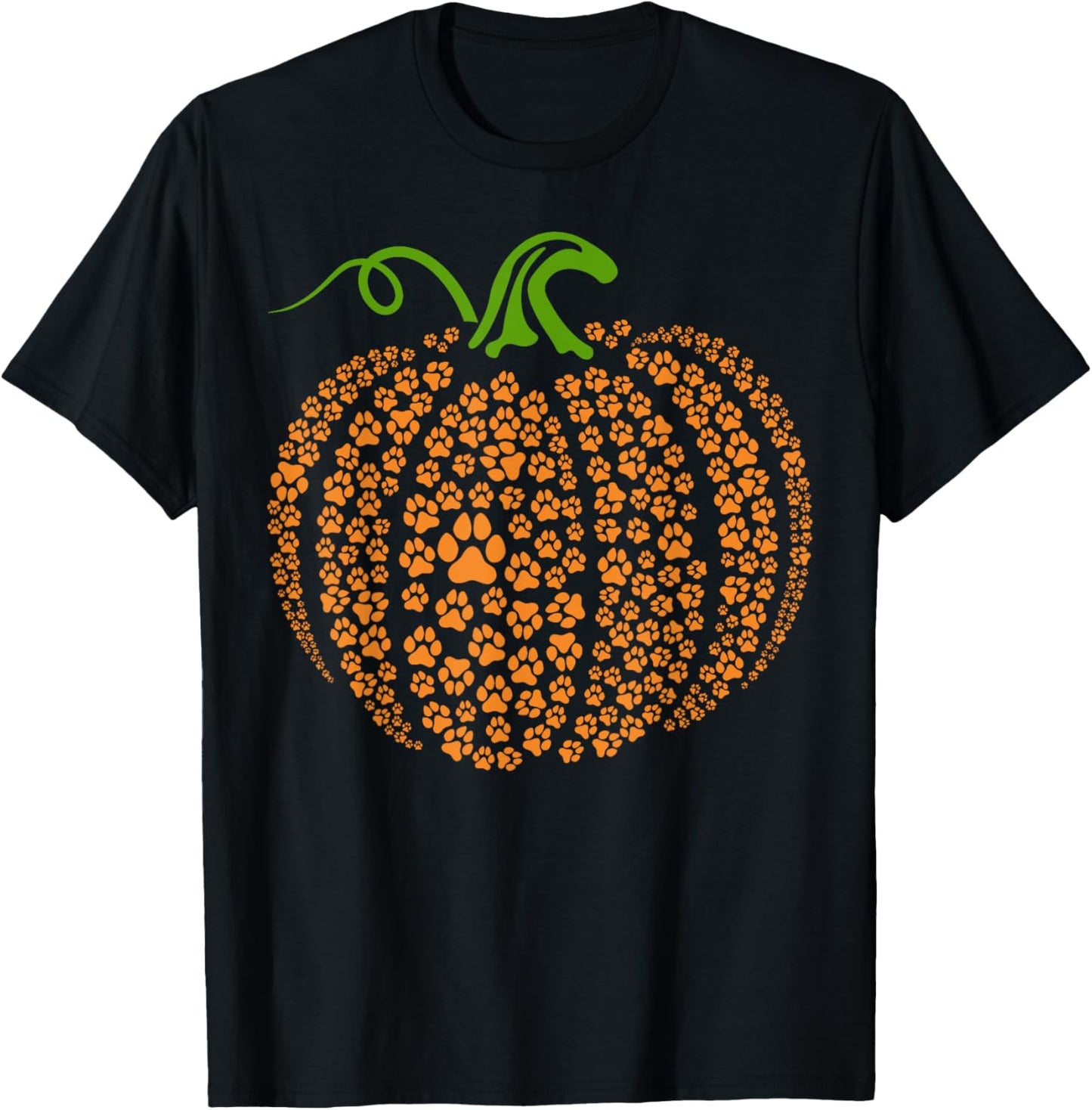 Dog Paw Print Pumpkin Autumn Fall Animal Lover Halloween Women Kids T-Shirt - T-Shirt | Black