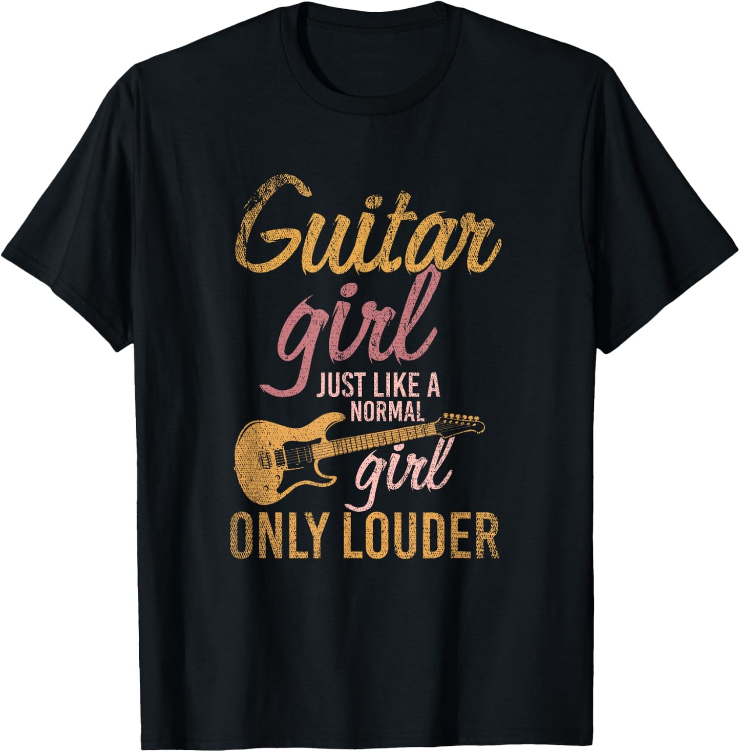 Girl's Gift Guitarist Music Guitar T-Shirt - T-Shirt | Black