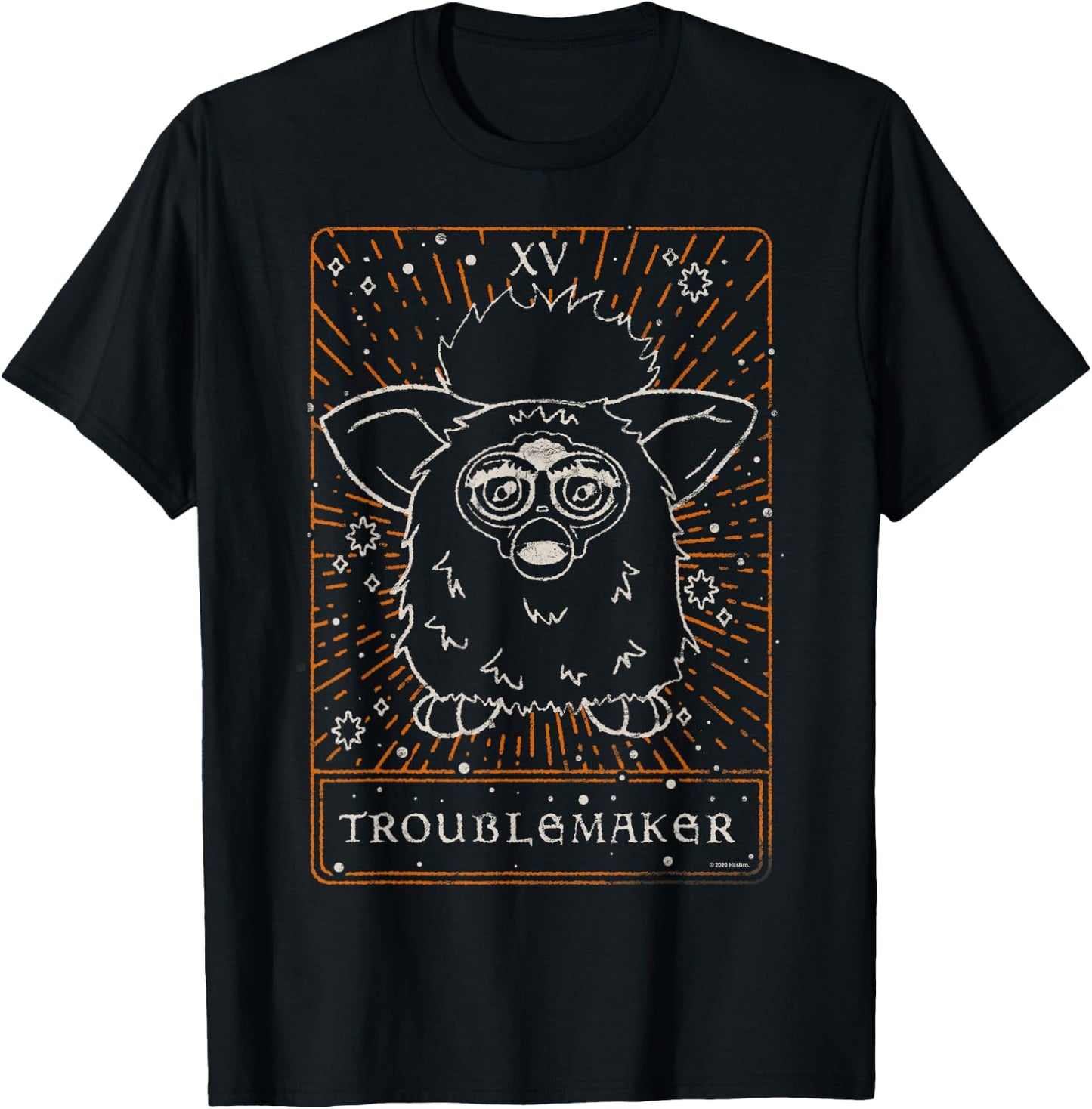 Furby Halloween Celestial Tarot Card Trouble Maker Outline T-Shirt - T-Shirt | Black