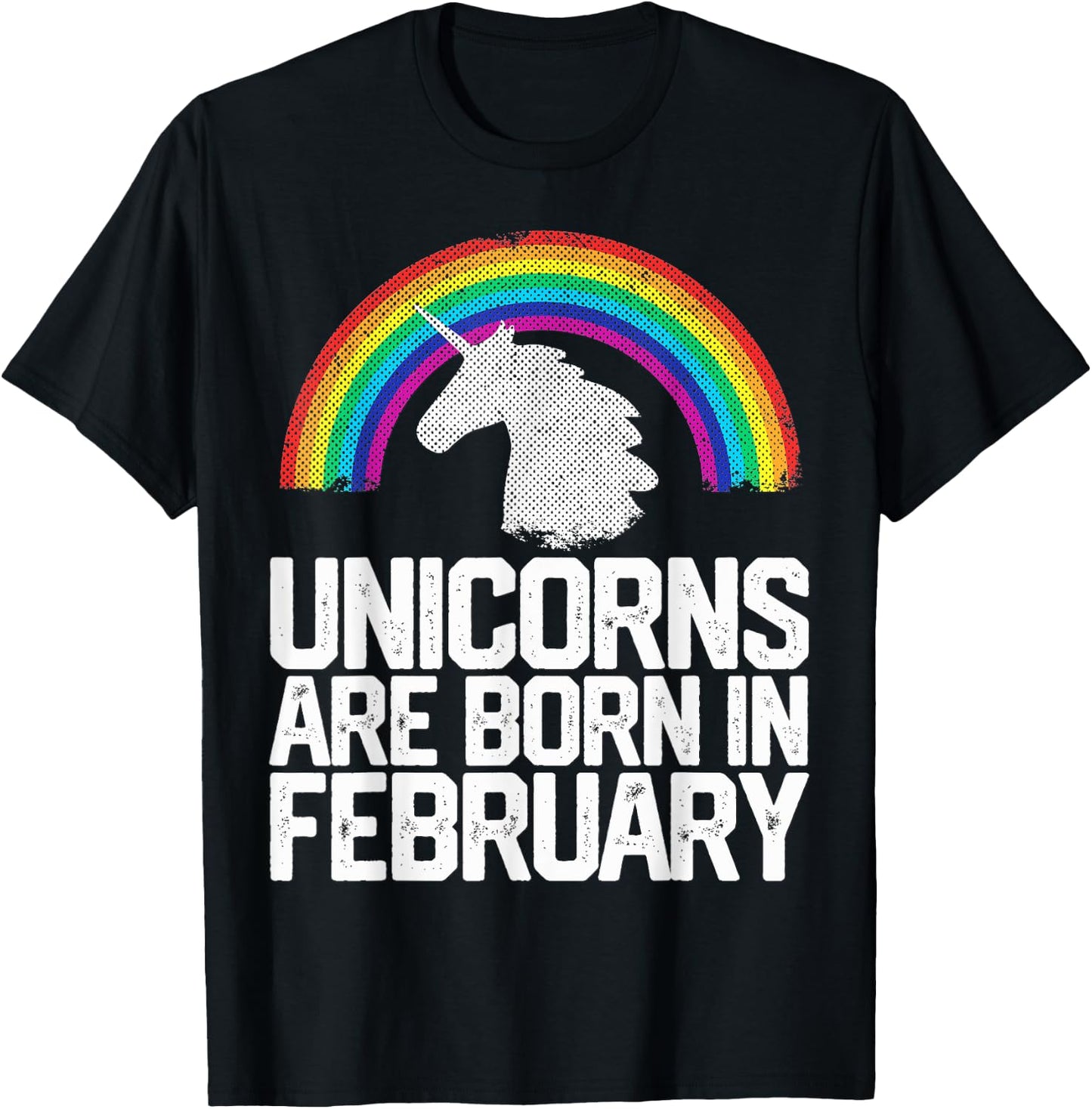 Unicorns Are Born In February Birthday Gift Women Girls Teen T-Shirt - T-Shirt | Black