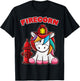 Firecorn Firefighter Unicorn with red Fireman Helmet Fire T-Shirt - T-Shirt | Black